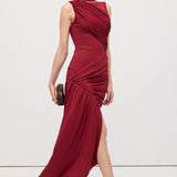 Asümmeetriline Drapeeritud Mini Kleit Burgundia