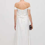 Üksik Satin Maxi Kleid Õlavarre