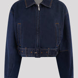 Lühendatud Denim Jakk Indigosinises