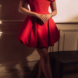 Punane Õlgadeta Mini Kleit Sõlmega