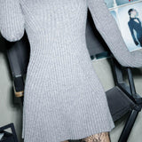 Ribbed Jersey A-Line Mini Dress