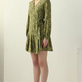 Abstract Print V-Neck Mini Dress