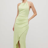 Ühtlane Ribidega Halter Maxi Kleit