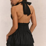 Cotton Ruffled Halter Mini Dress