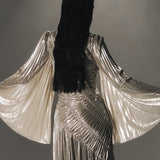Metallic Ruffled Maxi Dress