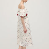 Polka Dot Üks Õlg Midi Kleid