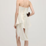 Mini Valge Õlavarre Riba Kleit