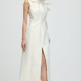 Asümmeetrilise Kaelusega Lõhikuga Midi Kleit