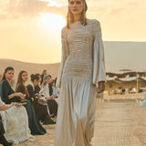 Maxi Kleid mit Metallischem Elastik-Detail