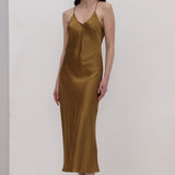 Atsetaat Sling Midi Kleid