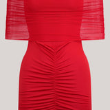 Ruby Off-Shoulder Mini Kleid aus Slinky und Mesh