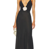 V-kaelusega Halter Midi Kleid