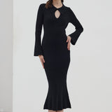Solid Knit Hollow Maxi Dress