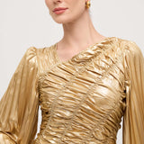 Metalliline Maxi Kleid Kuldse Värviga