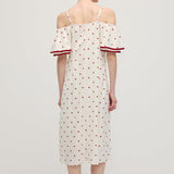 Polka Dot Üks Õlg Midi Kleid