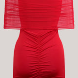Ruby Off-Shoulder Mini Kleid aus Slinky und Mesh