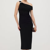 Asümmeetriline Metalliline Midi Kleid