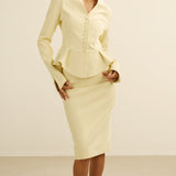 Klassikaline Peplum Jakk ja Lõhiku Midi Seelik Komplekt