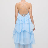 Sinine Maxi Kleid Halter Kaelusega