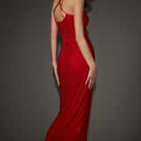 Diamante ruched midi kleit punases