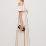 Ruffled Satin Midi Dress