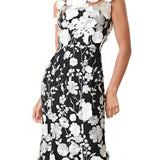 Kohandatud 3D lilledega midi kleit mustas