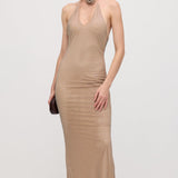 Detailne Halterneck Maxi Kleit