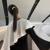 Kontrast Cape Maxi Kleid