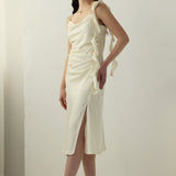 Satiinist Rikkalik Midi Libisev Kleid