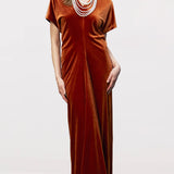 Vask Kallutatud Samet Maxi Kleit