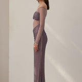 Hall Lilla Off-Shoulder Diamante Maxi Dress