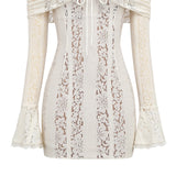 Retro Lilleline Mini Kleit Õlavarrele