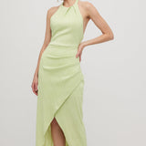 Ühtlane Ribidega Halter Maxi Kleit