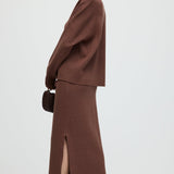 Kootud Pikad Varrukad Ülemine ja Midi Kleidiseade