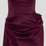 Taffeta Pluum Värvi Õlakuprite Corset Mini Kleit