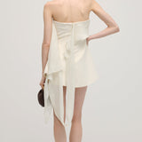 Mini Valge Õlavarre Riba Kleit