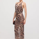 Rhinestone Halter Maxi Dress