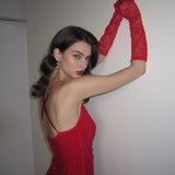 Diamante ruched midi kleit punases