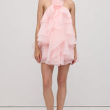 Roosa kihiline halteri mini kleit