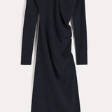 Keerduv flanellist midi kleit mustas