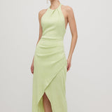 Ühtlane Ribidega Halter Maxi Kleit