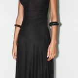 Kogutud Tülli Midi Kleid Mustas