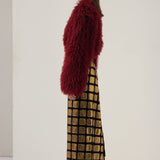 Burgundia värvi kunstkarusnahast jakk