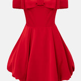 Punane Õlgadeta Mini Kleit Sõlmega