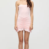 Mini Kleid Roosa Slinki ja Võrgust Õlavarre