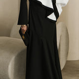 Kontrast Cape Maxi Kleid