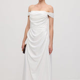 Üksik Satin Maxi Kleid Õlavarre