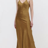 Atsetaat Sling Midi Kleid