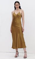 Atsetaat Sling Midi Kleid