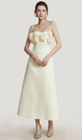 A-line lilleaplikatsiooniga linane midi kleit